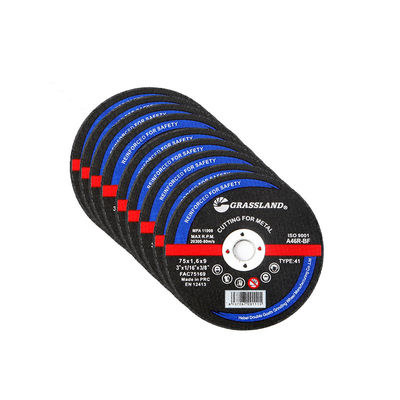 Dischi di rettificazione dei metalli da 3 pollici per tagli dritti e senza schegge 75 mm x 1,6 mm x 9 mm Lame continua di ruota Oxido di alluminio duro Abrasivo 80 m/s