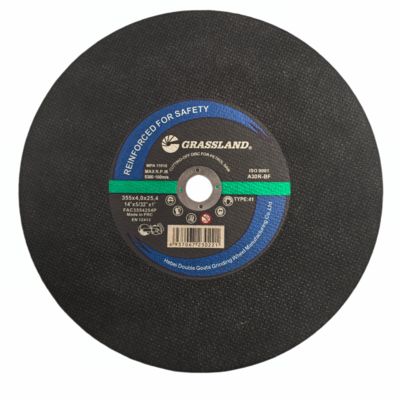 Dischi di taglio in acciaio inossidabile monocristallino alluminato fuso abrasivo grado R Durezza 355x4.0x25.4mm di diametro